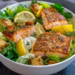 Lemon Pepper Salmon Caesar Salad