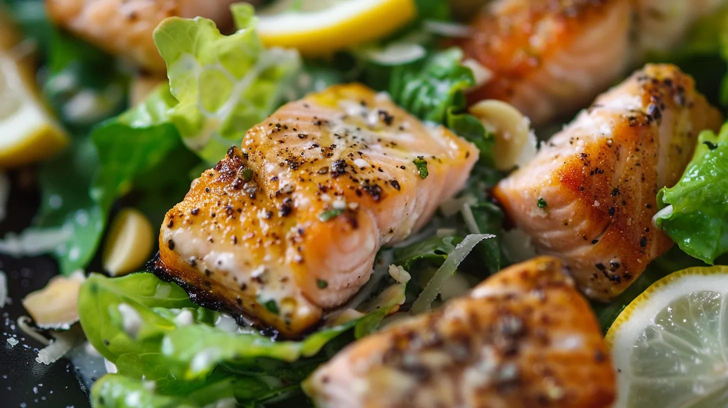 Lemon Pepper Salmon Caesar Salad