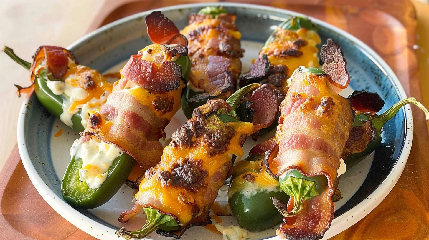 Air Fryer Buffalo Ranch Bacon Stuffed Jalapeño Poppers