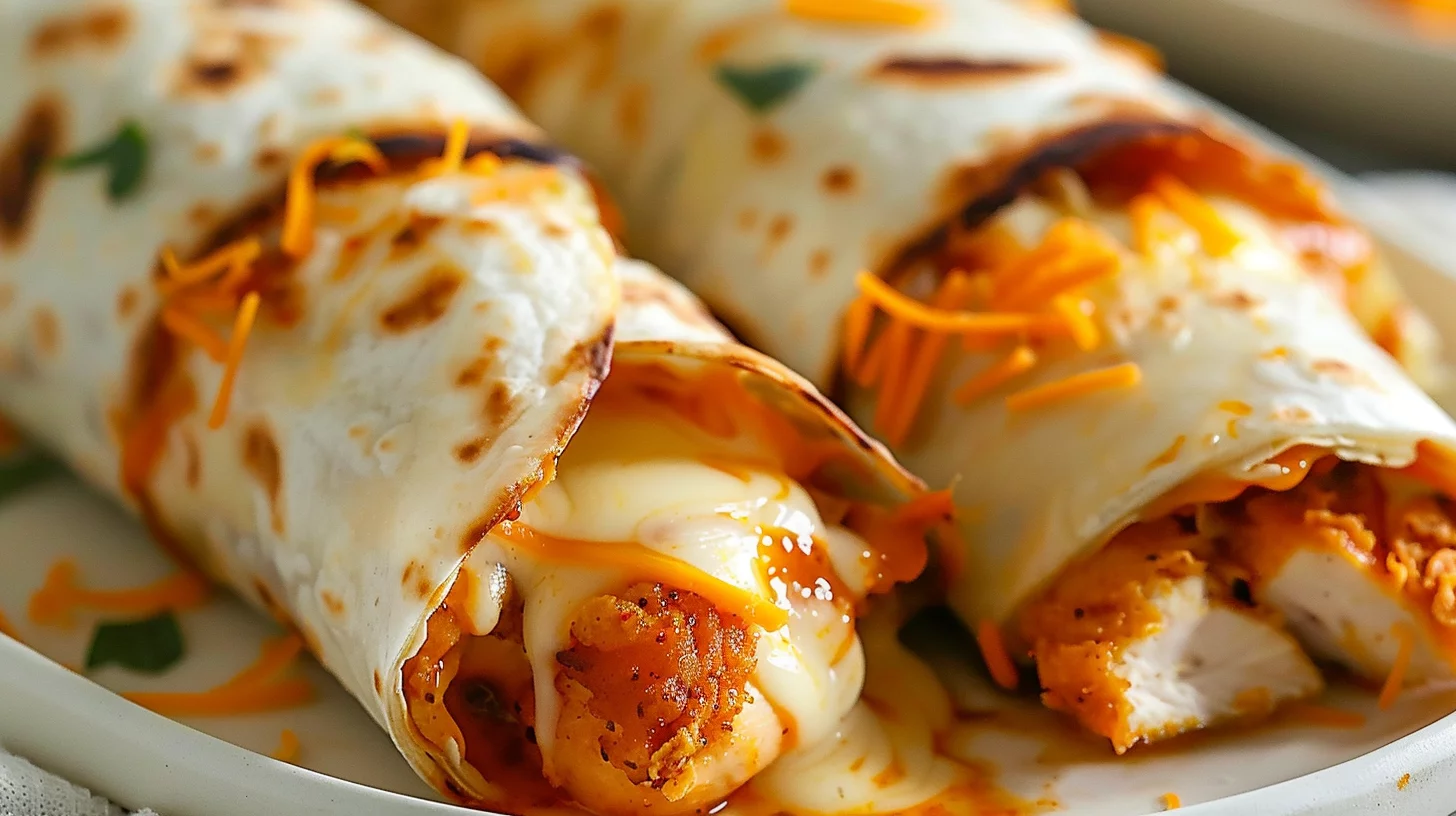 Air Fryer Hot Chicken and Cheese Wraps