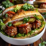 BBQ Bacon Cheeseburger Meatball Subs