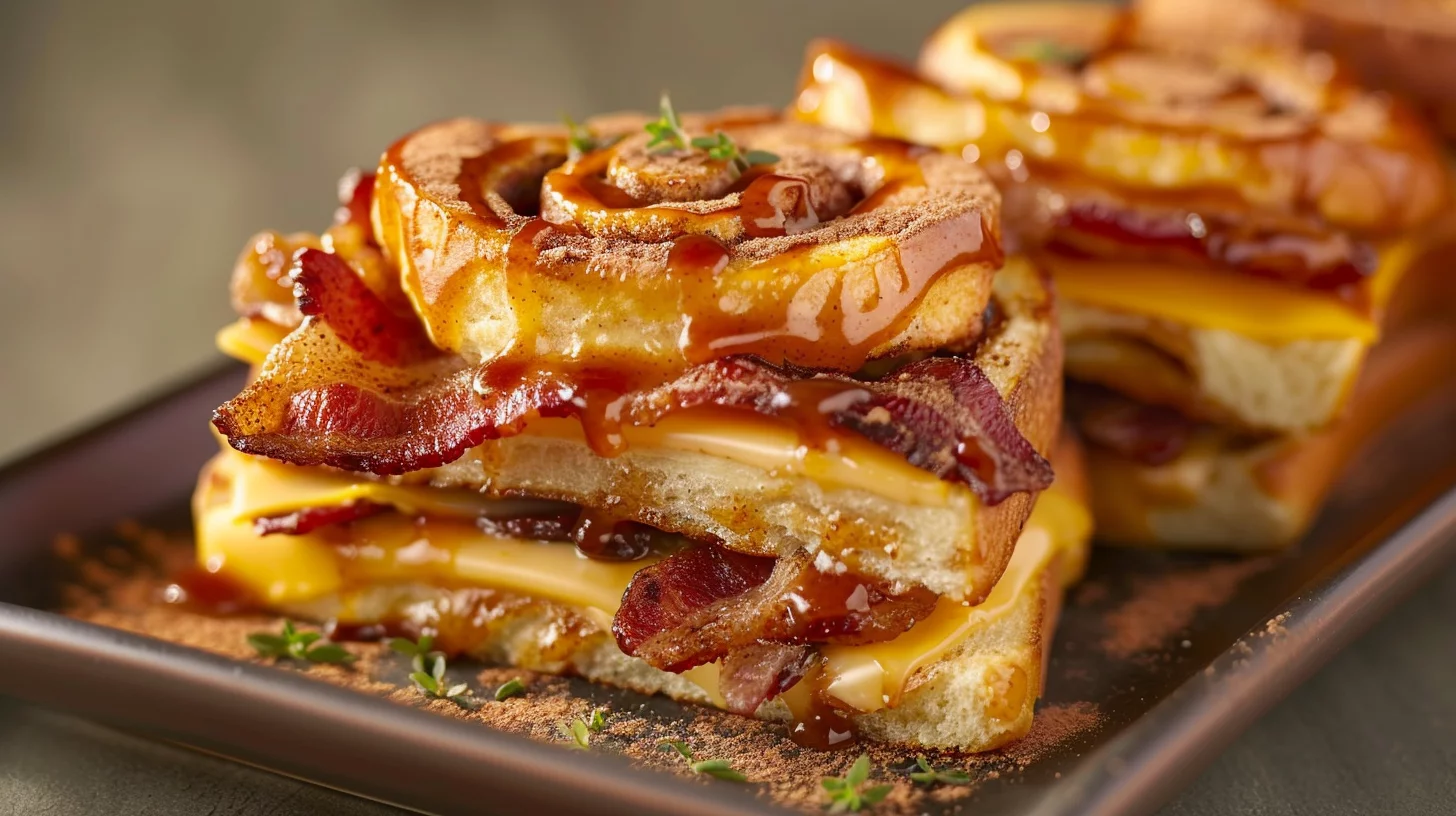Bbq Bacon Cinnamon Roll and Grilled Cheese
