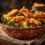 Broccoli and Cheese Casserole With Fried Chicken Wings