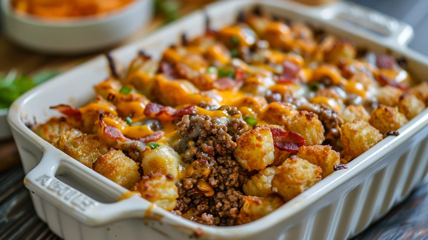 Cheesy Bacon Cheeseburger Tater Tot Casserole