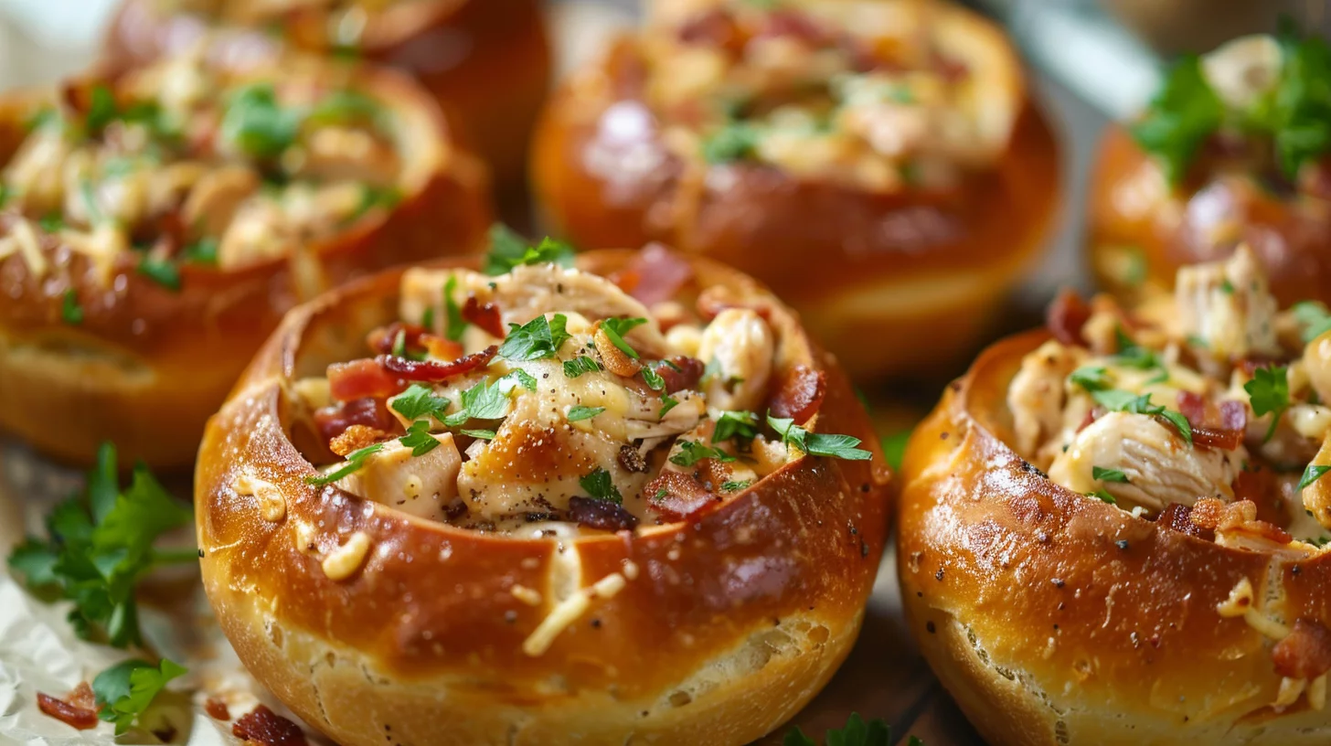 Cheesy Bacon Ranch Chicken Bread Bowl Bombs