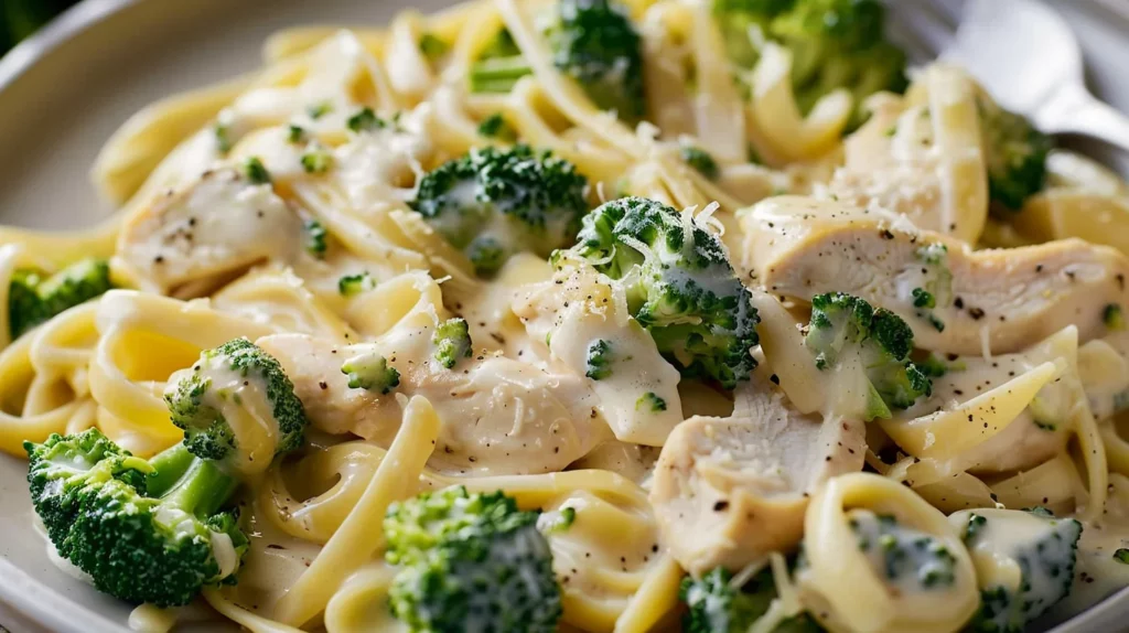 Creamy Broccoli Chicken and Cheese Pasta