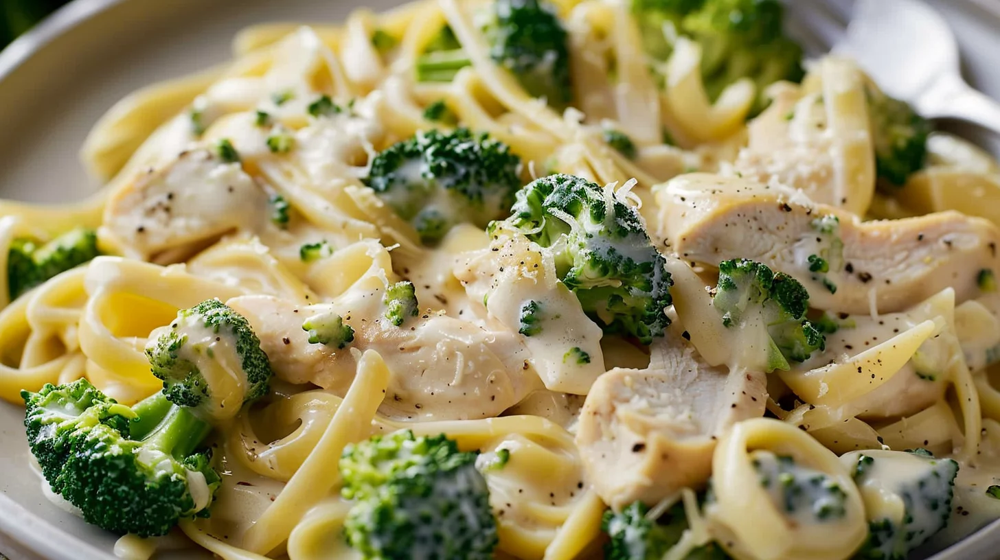 Creamy Broccoli Chicken and Cheese Pasta
