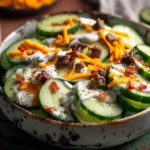Creamy Cucumber Cheddar Bacon Snack Bowl