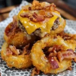 Crispy Bacon Cheeseburger Loaded Onion Ring Bomb