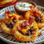 Crispy Bacon Cheeseburger Loaded Onion Ring Bombs