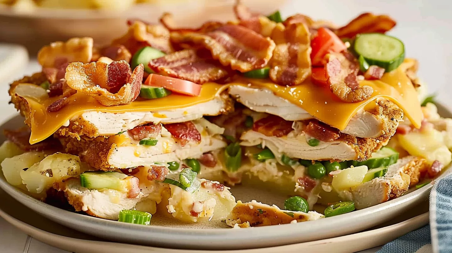 Crispy Chicken Bacon Club Loaded Tater Bake