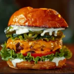 Double-decker Jalapeño Popper Smash Burger With Ranch Drizzle