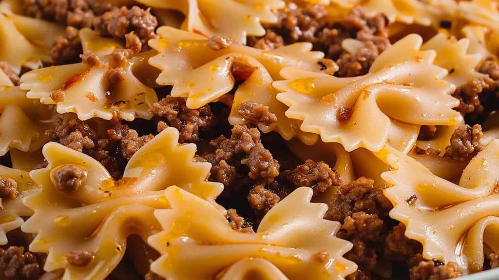 Garlic Butter Bowtie Pasta with Ground Beef
