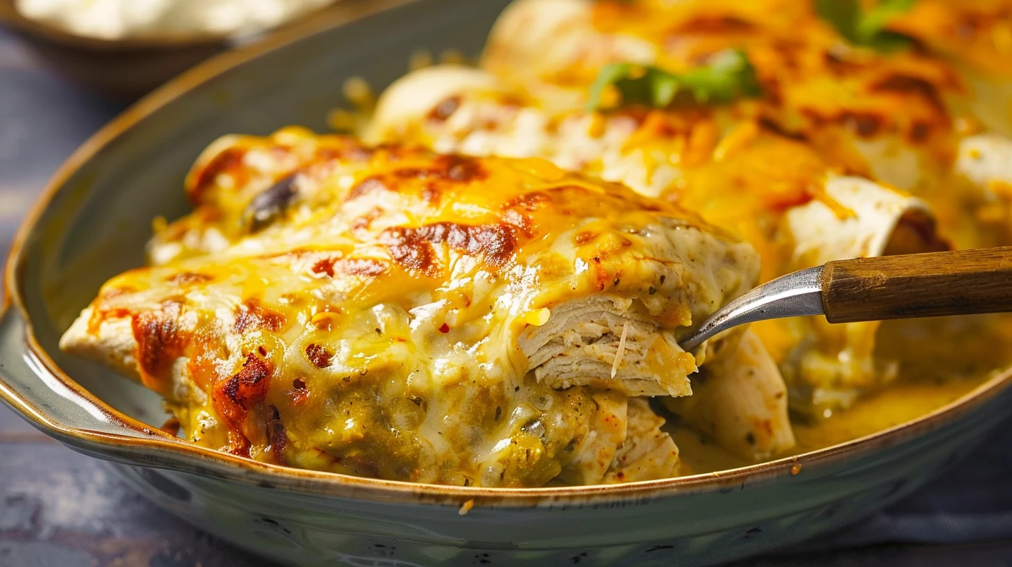 Green Chile Chicken and Cheese Enchiladas
