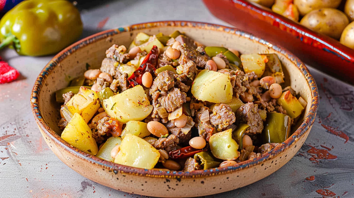 Green Chile Picadillo and Pinto Beans