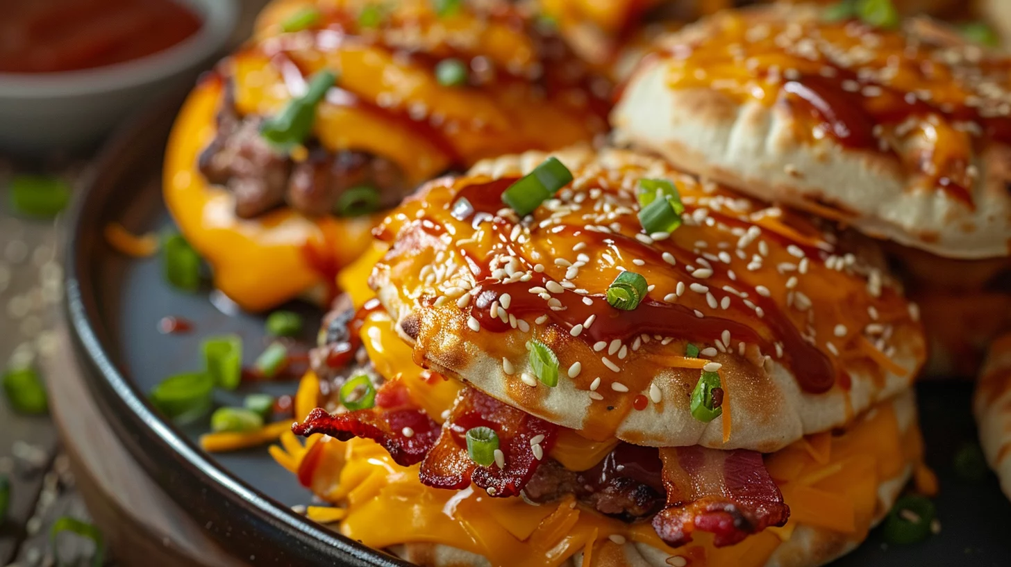 Loaded Bbq Bacon Cheeseburger Pita Bombs