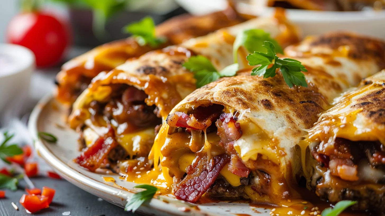 Loaded Bbq Bacon Cheeseburger Quesadilla Rolls