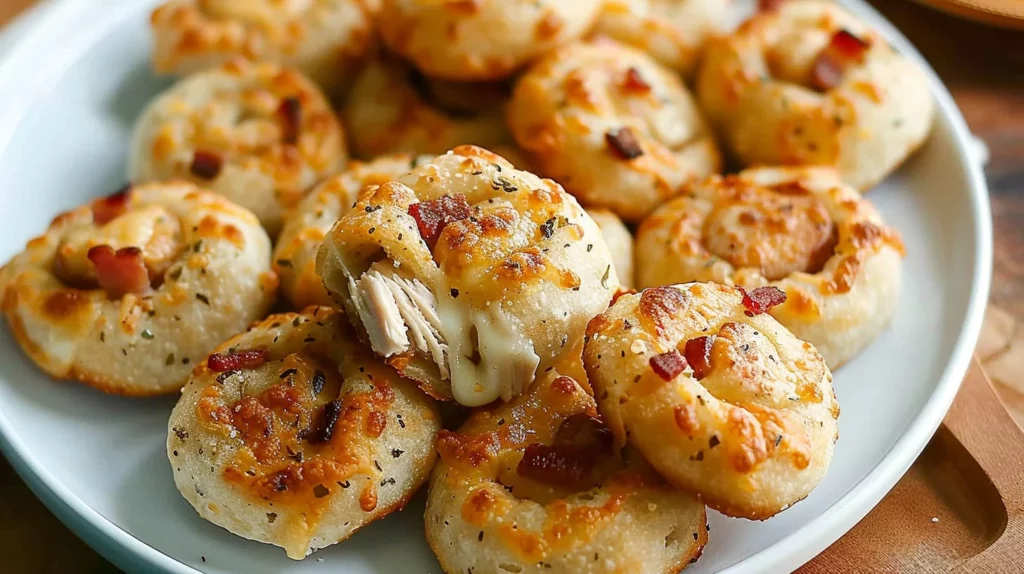 Loaded Ranch Chicken Bacon Pizza Roll Bombs
