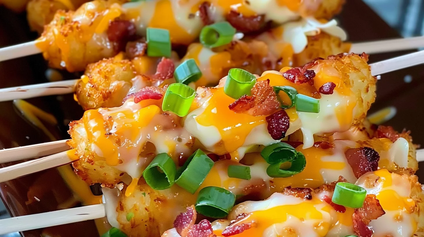 Loaded Tater Tot Skewers