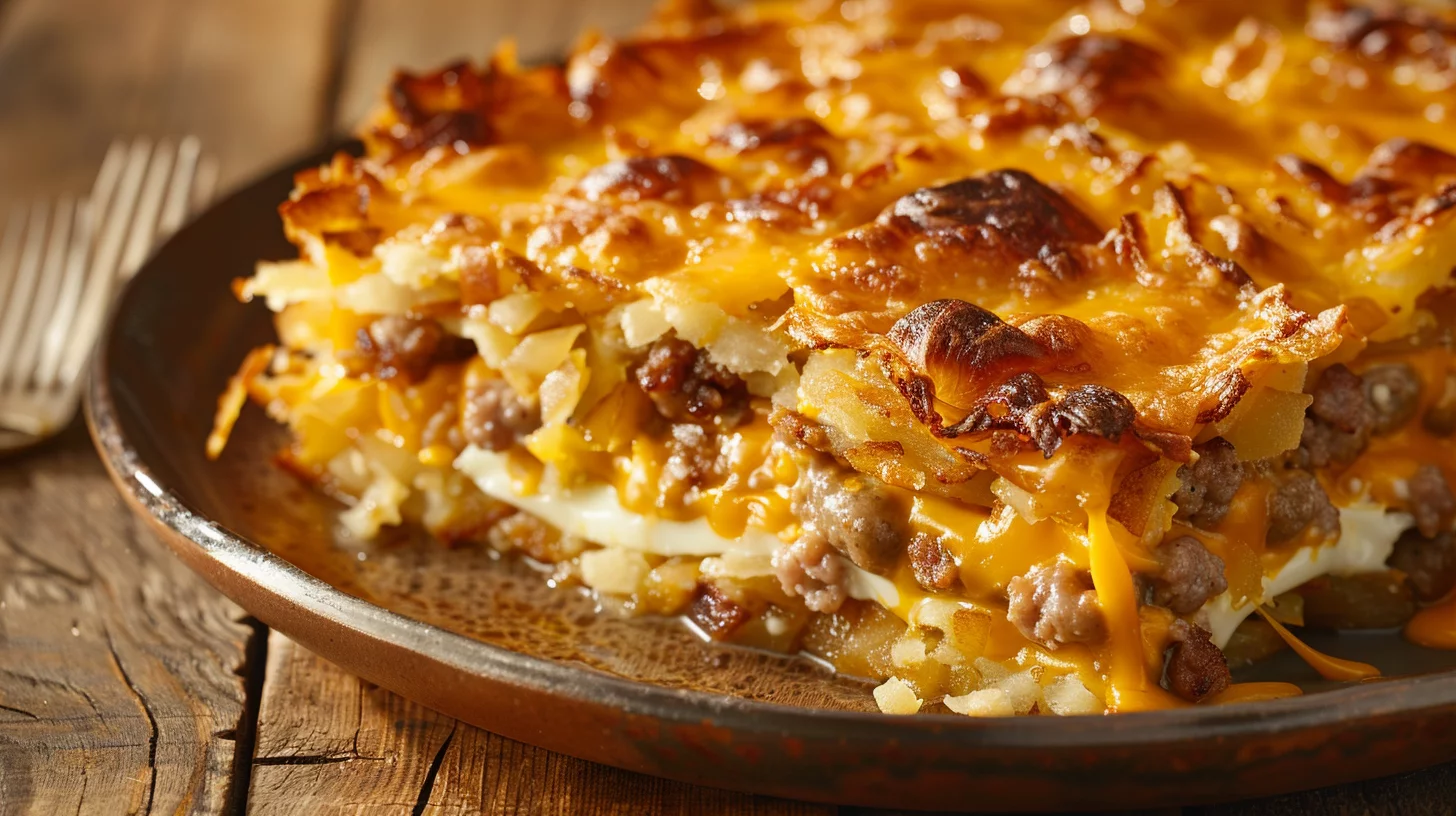 Sausage Egg and Cream Cheese Hashbrown Casserole