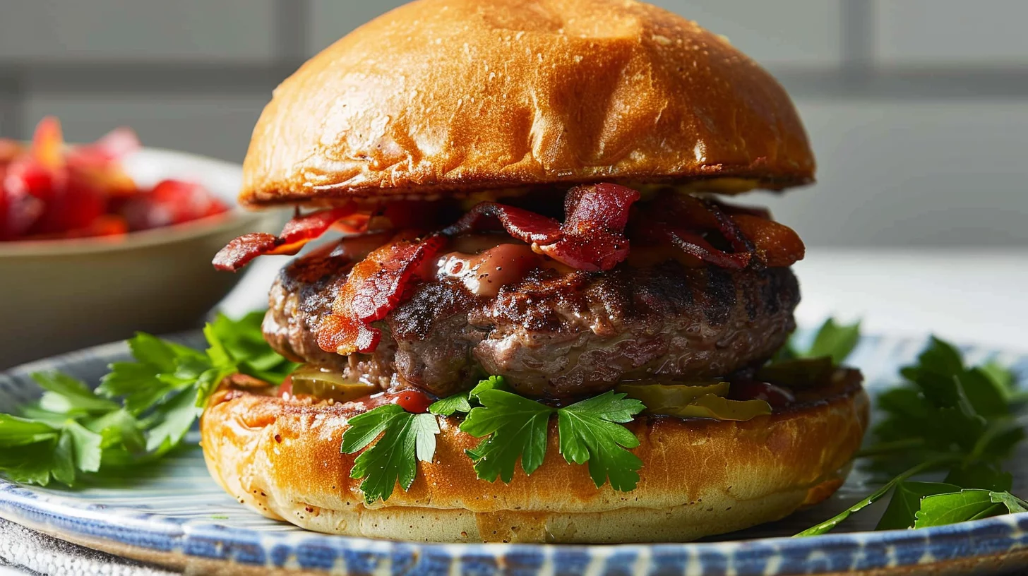 Venison Burger With Bacon Ends
