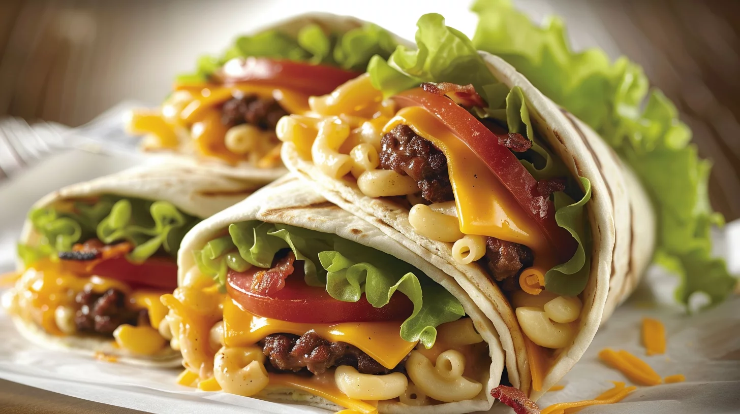 Bacon Macaroni Cheeseburger Wrap