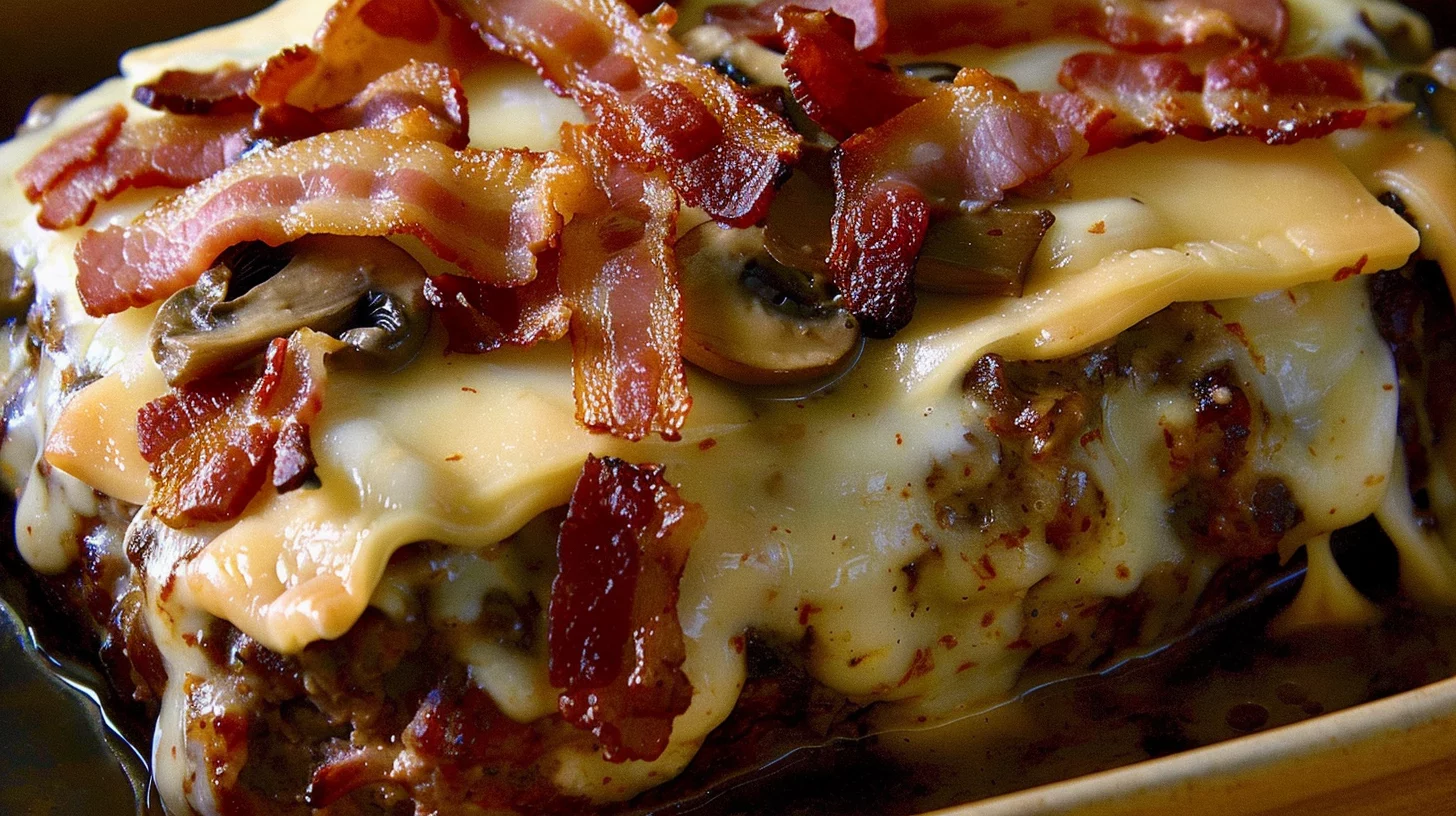 Bacon Swiss Mushroom Gravy Meatloaf