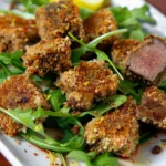 Breaded Venison Tenderloin Bites With Arugula and Lemon
