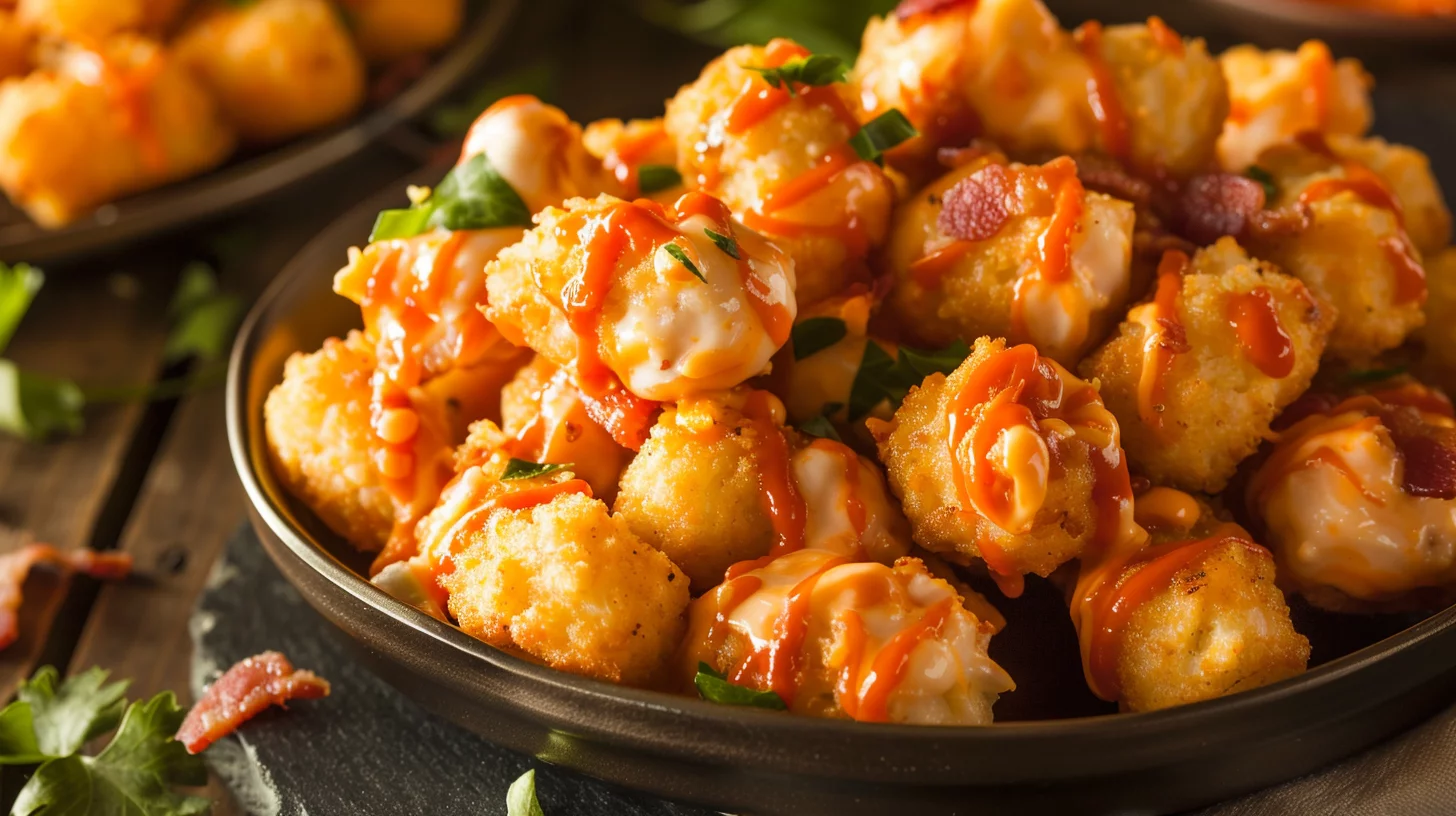 Cheesy Buffalo Chicken Bacon Tater Tot Bombs