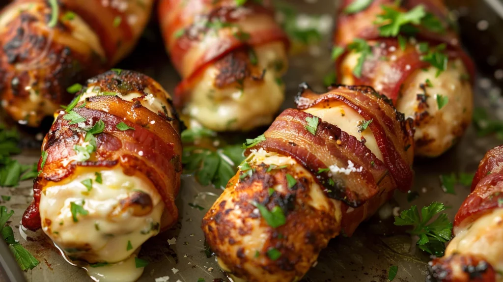 Crispy Bacon Chicken Alfredo Bombs