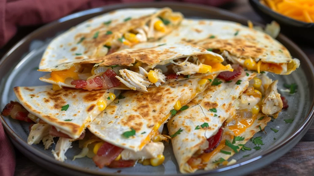 Crispy Bacon Ranch Chicken Quesadilla Bombs