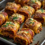 Crispy Bacon Wrapped Lasagna Bites