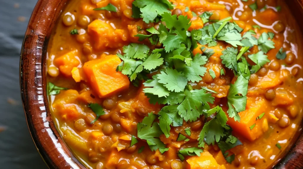 Curried Red Lentil and Sweet Potato Stew