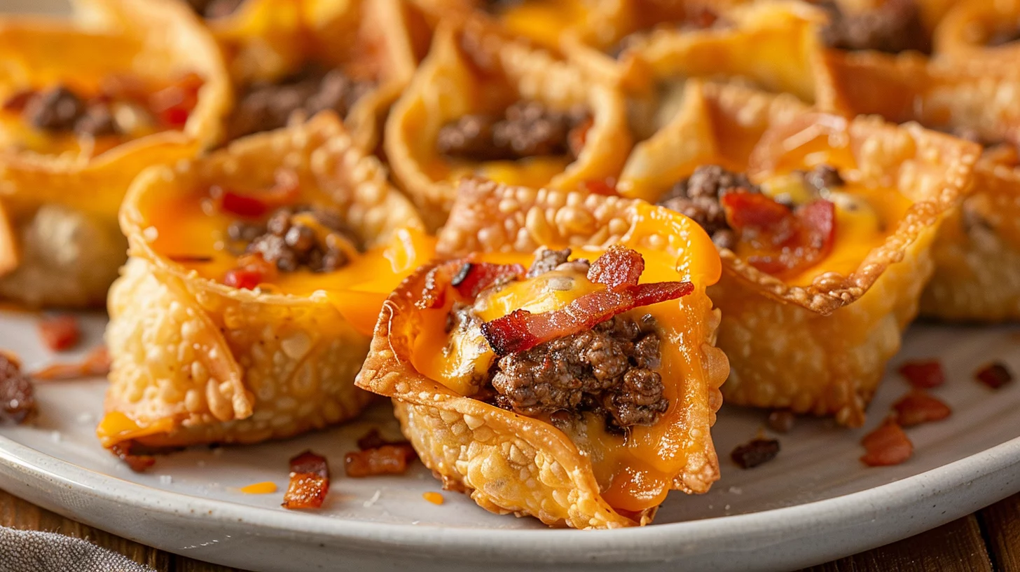 Pepper Jack Bacon Cheeseburger Wonton Bombs
