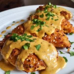 Pretzel Chicken With Mustard Cheddar Sauce