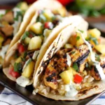 Teriyaki Chicken Tacos With Grilled Pineapple Pear Salsa