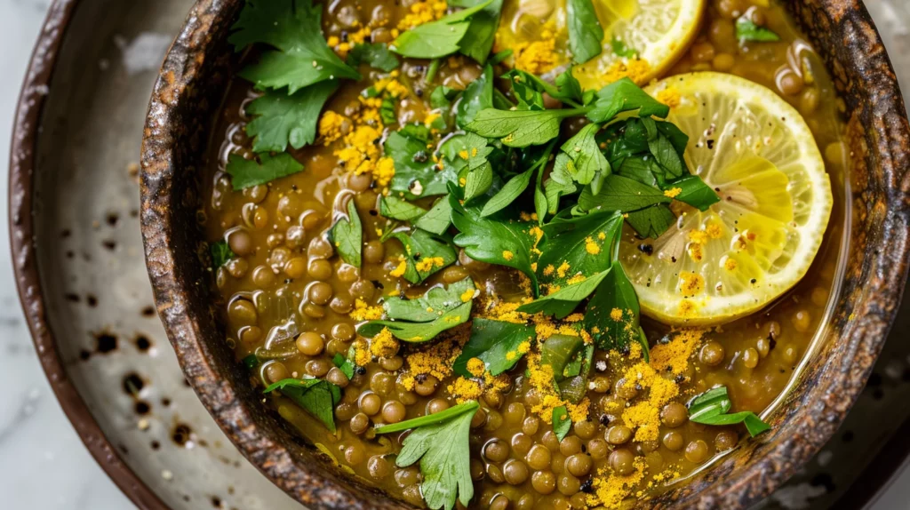 Vegan Lemon Lentil Soup With Turmeric