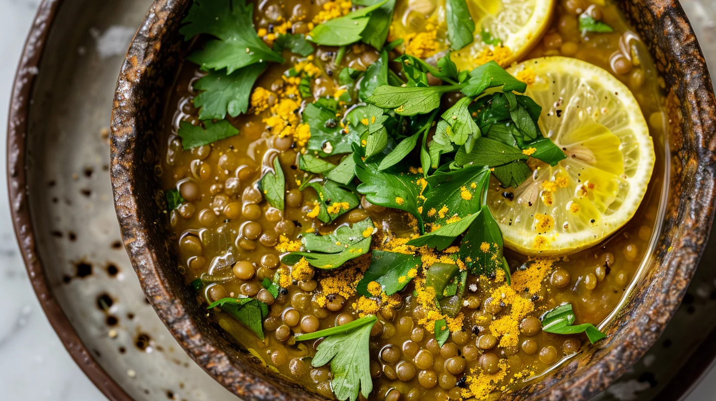 Vegan Lemon Lentil Soup With Turmeric