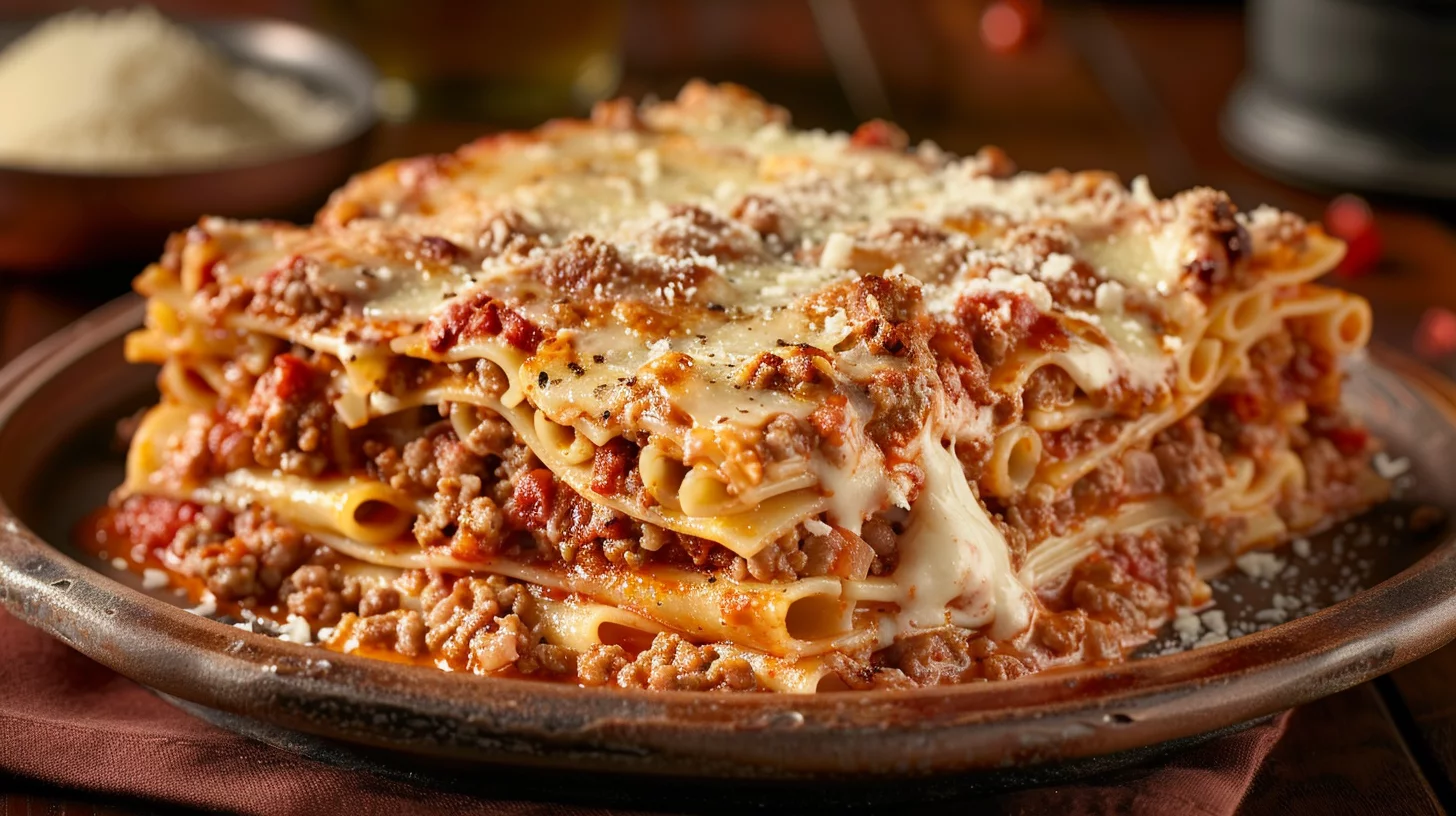 Baked Ziti With Ground Beef and Mozzarella