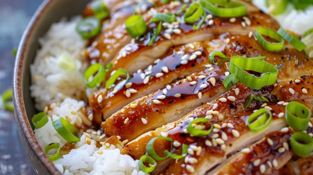 Caramelised Soy Chicken In Garlic Ginger Broth With Rice