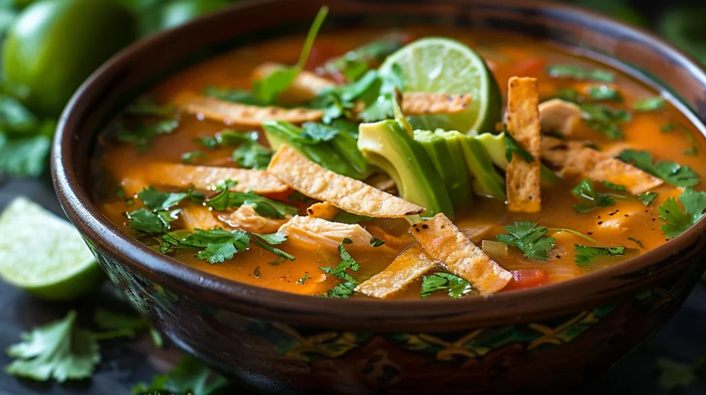 Chicken Tortilla Soup With Fresh Toppings