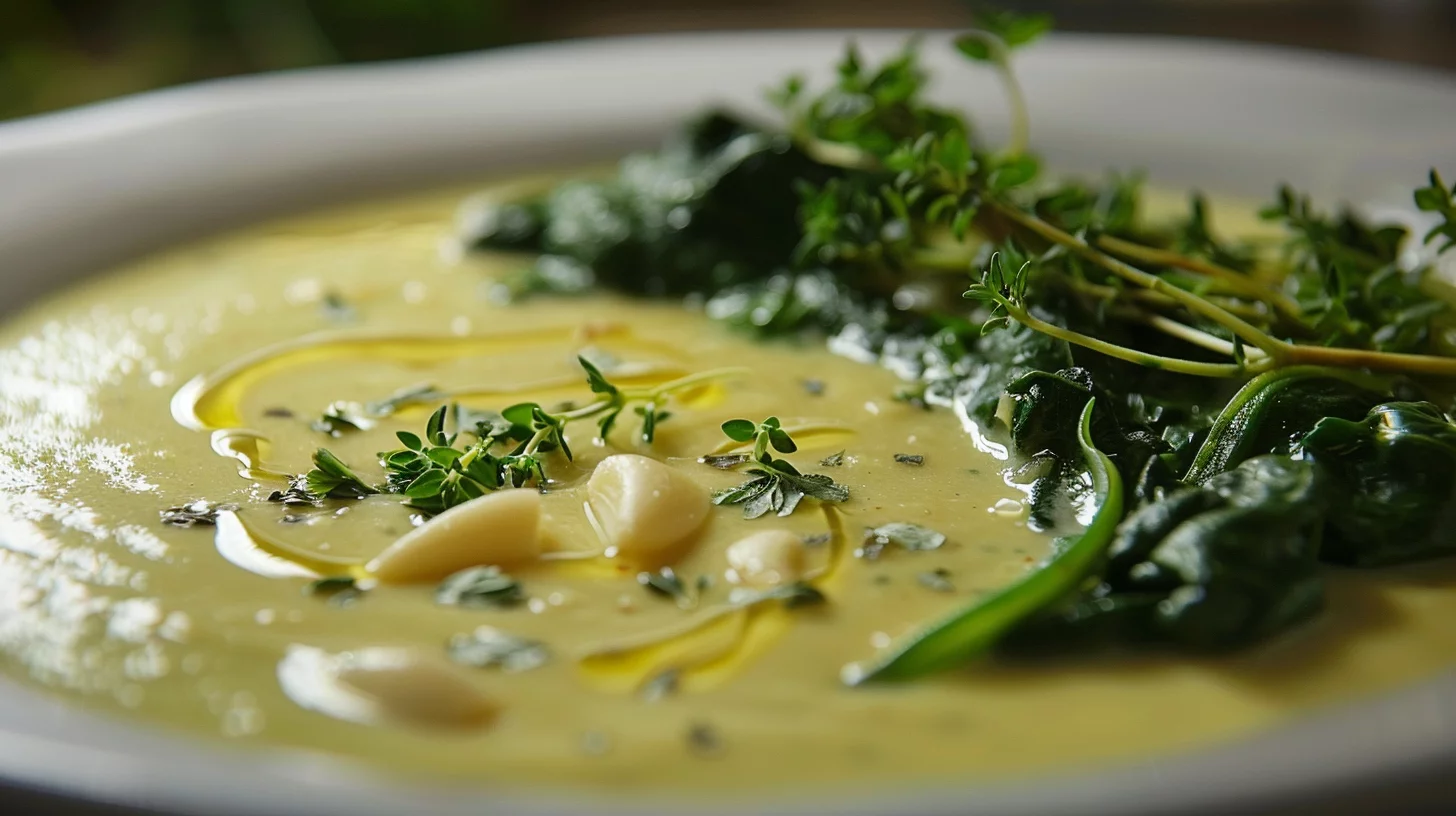 Creamy Spinach Soup With Garlic and Herbs