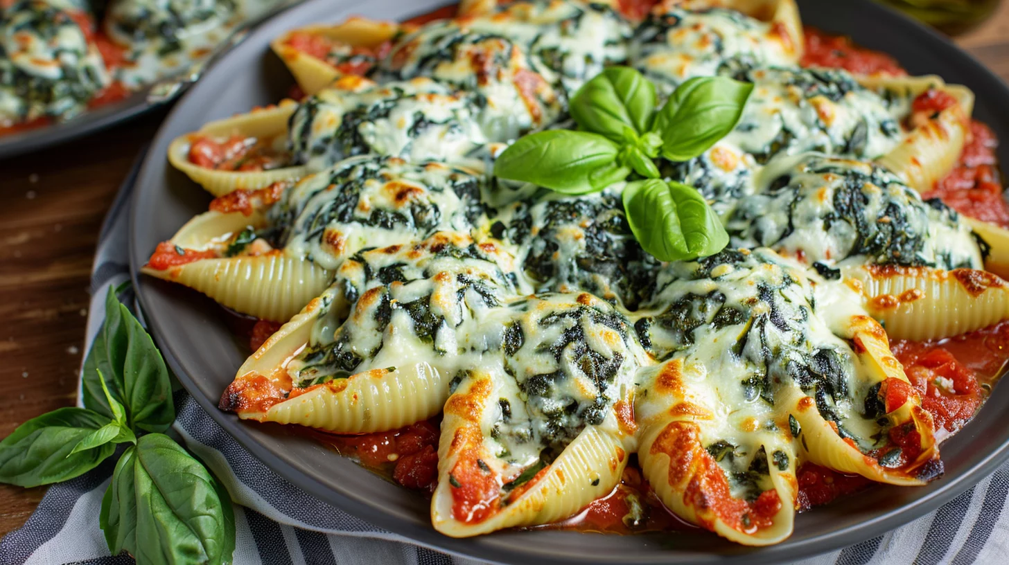 Easy Spinach and Ricotta Stuffed Shells