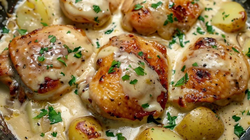 Garlic Parmesan Crockpot Chicken and Potatoes