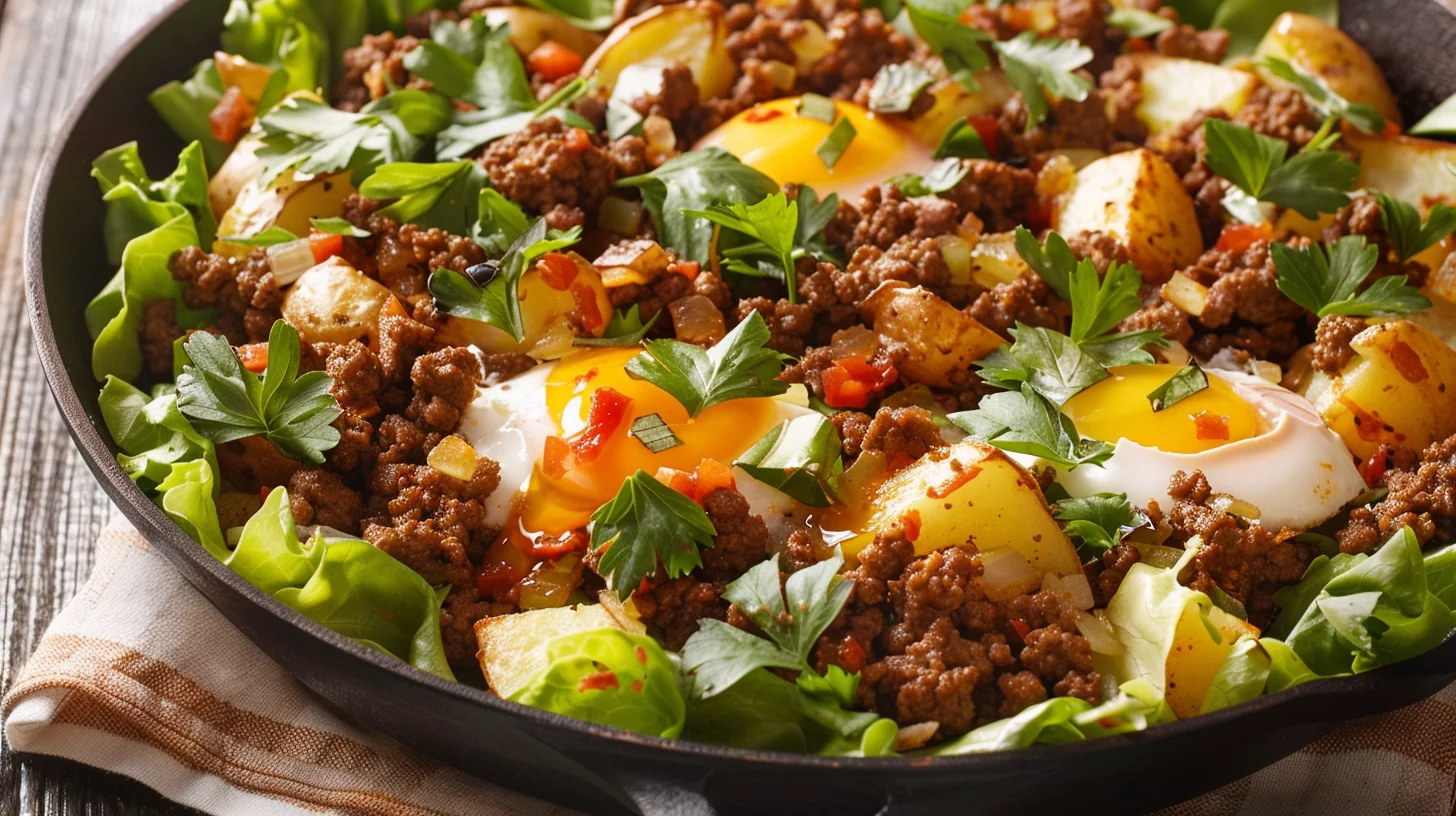 Ground Beef and Potato Hash Skillet