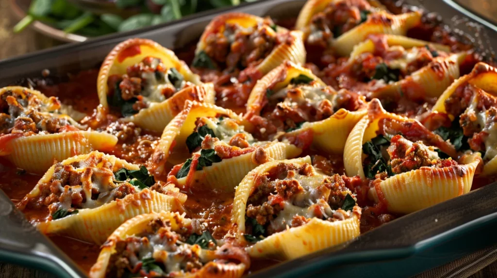 Ground Beef and Spinach Stuffed Shells