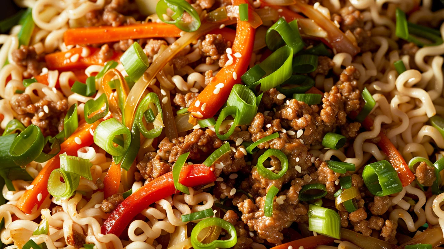 Ground Beef Ramen Stir Fry