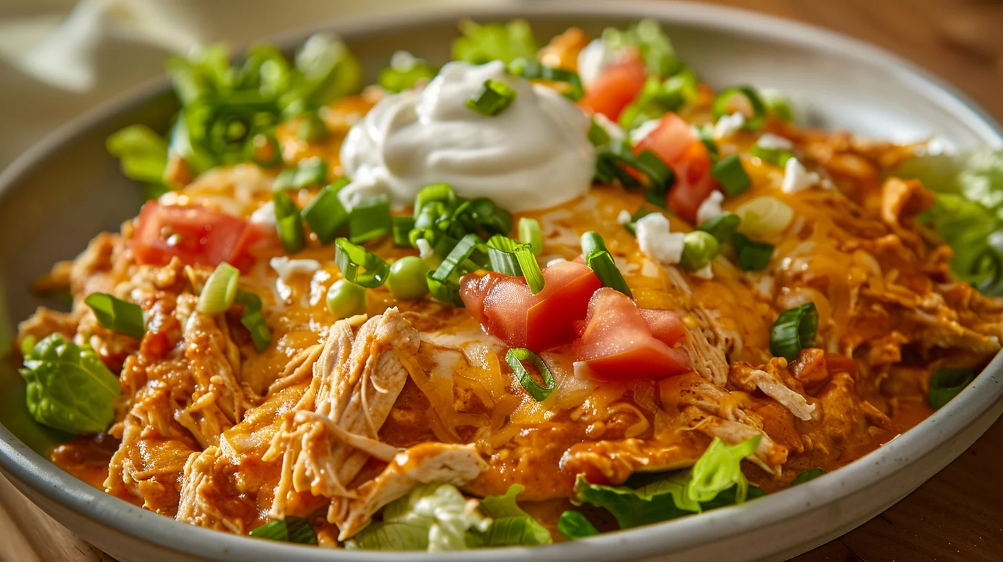 Hearty Crockpot Chicken Enchilada Casserole