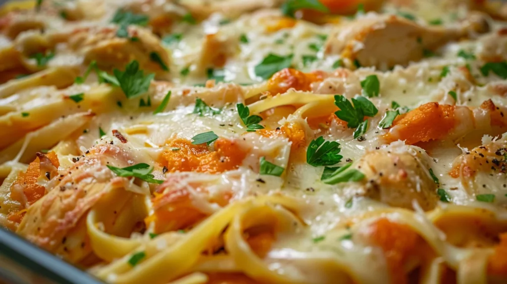 Pumpkin Chicken Pasta Bake