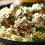 Savory Greek Chicken Meatballs With Zesty Lemon Orzo